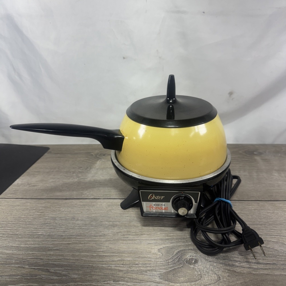 Vintage Oster Electric Fondue Pot Yellow 1970s Retro Mid Century Tested & Works